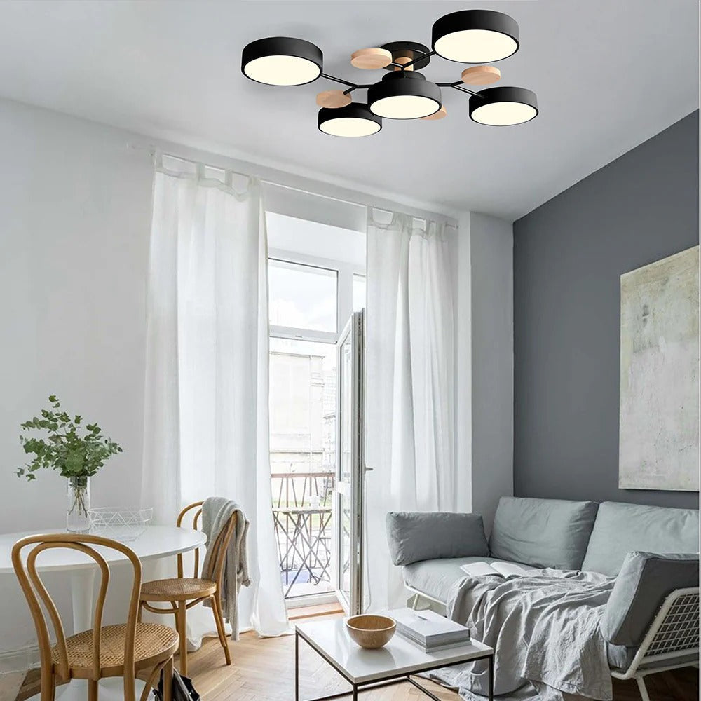 Mosrugs | Contemporary Round Iron LED Chandelier | Energy-Efficient. Stylish Lighting for Living Rooms. Dining Areas & Entryways