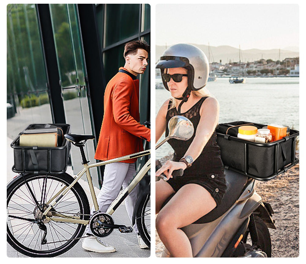 Mosrugs | Heavy-Duty Rear Bike Basket with Rack – Large Metal Bicycle Carrier for Groceries, Commutes & E-Bikes