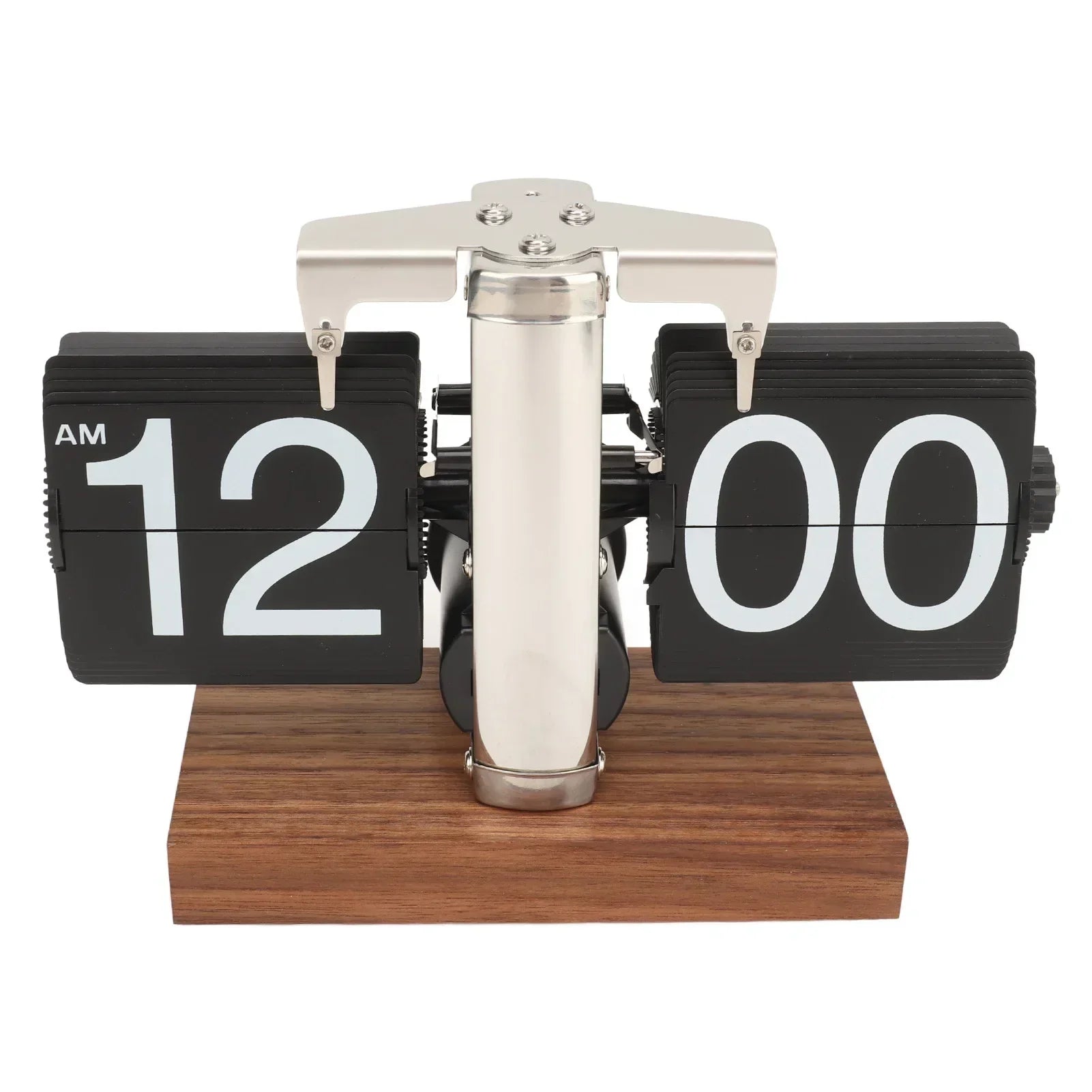 Mosrugs | Silvara – Vintage Flip Down Clock in Walnut Wood | Retro Mechanical Design