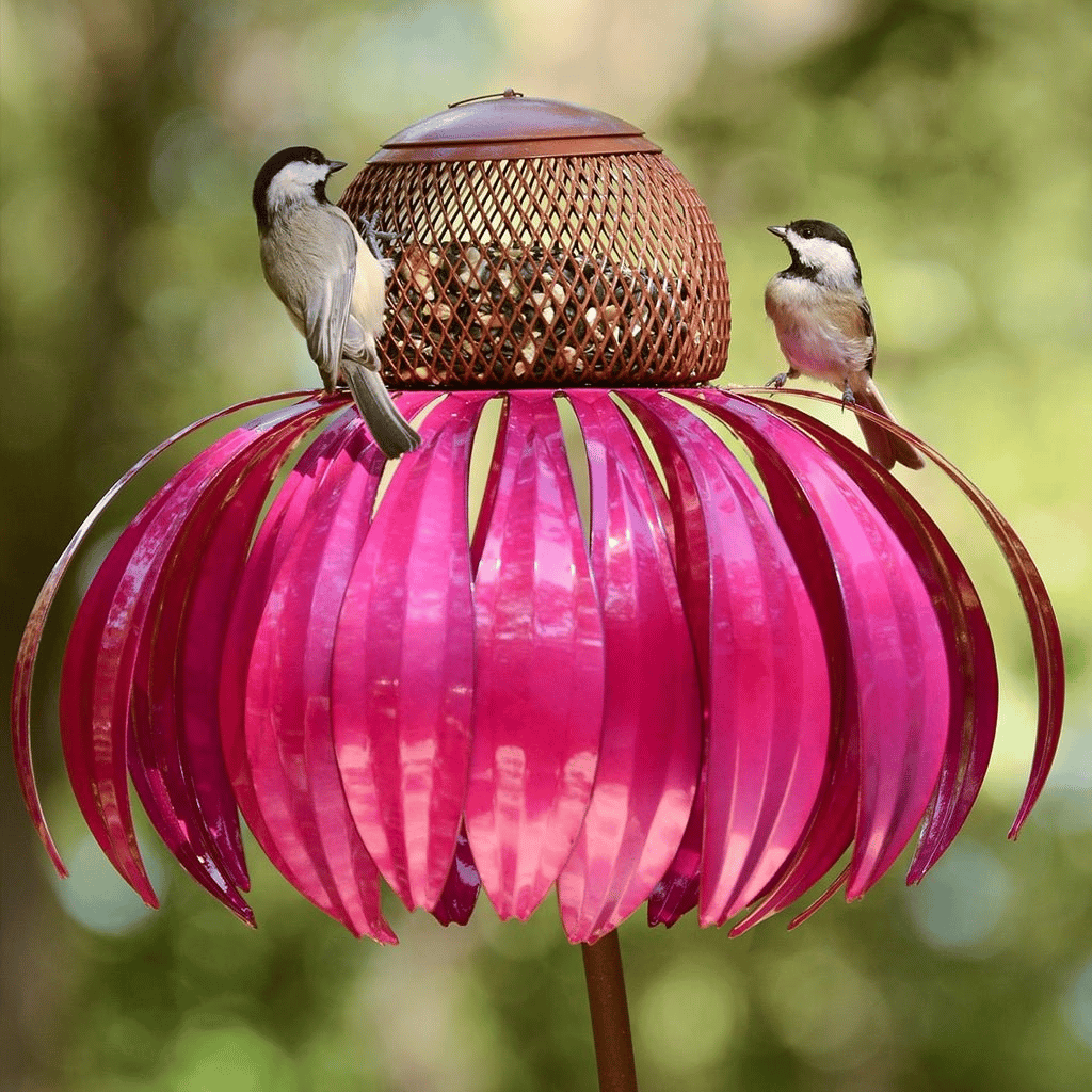 Mosrugs | Durable Metal Bird Feeder House with Elegant Sunflower Design – Weather Resistant Garden Decor