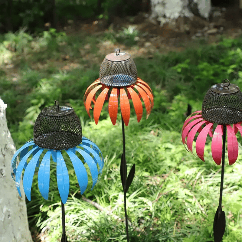 Mosrugs | Durable Metal Bird Feeder House with Elegant Sunflower Design – Weather Resistant Garden Decor