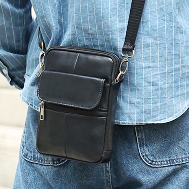 Mosrugs | Men’s Small Genuine Leather Shoulder Bag – Compact Crossbody with Adjustable Strap