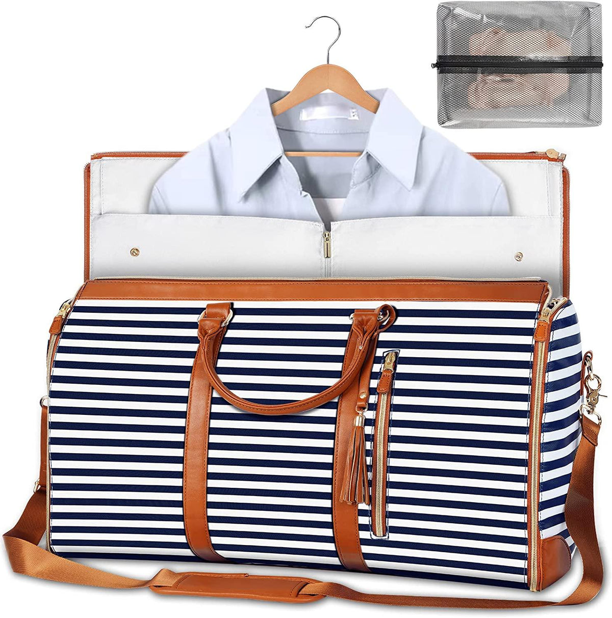 Mosrugs | GARMENTGO Travel Garment Bag – Foldable PU Leather Suit Carrier for Wrinkle-Free & Stylish Travel