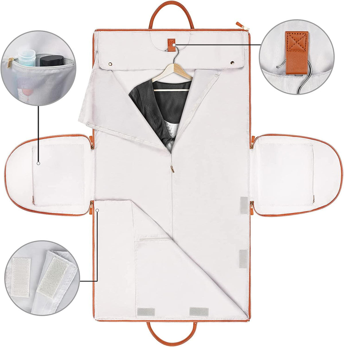 Mosrugs | GARMENTGO Travel Garment Bag – Foldable PU Leather Suit Carrier for Wrinkle-Free & Stylish Travel