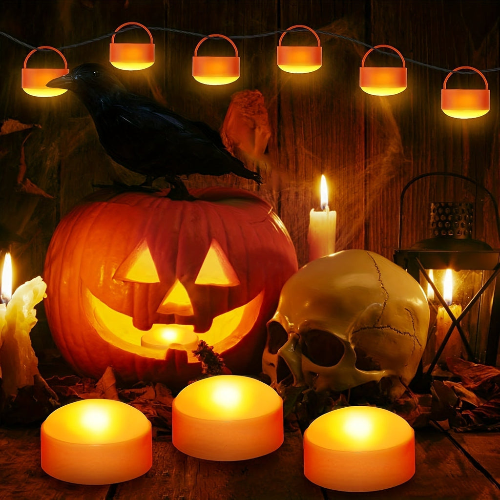 Mosrugs | Flameless Jack-O’-Lantern Lights – LED Battery Tea Candle Decor Set