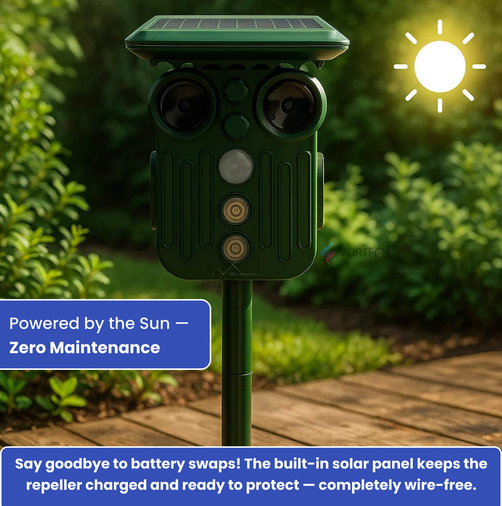 Mosrugs | Ultrasonic Solar Deer Repeller | 5 Adjustable Modes. Waterproof & Eco-Friendly for Home Gardens and Yards