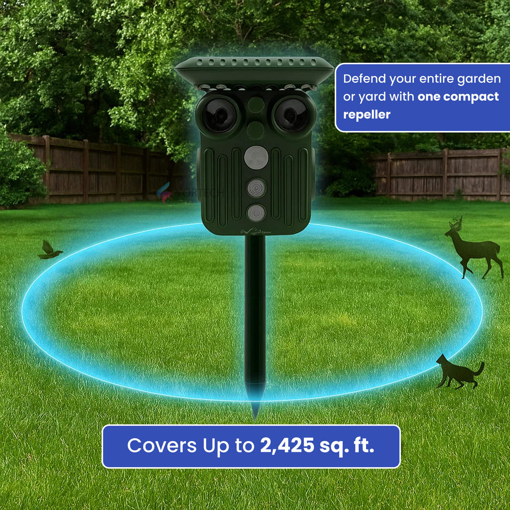 Mosrugs | Ultrasonic Solar Deer Repeller | 5 Adjustable Modes. Waterproof & Eco-Friendly for Home Gardens and Yards