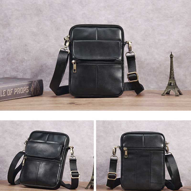 Mosrugs | Men’s Small Genuine Leather Shoulder Bag – Compact Crossbody with Adjustable Strap