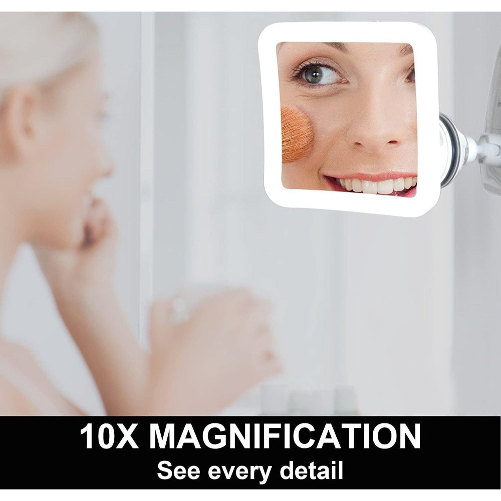 Mosrugs | GlowView 10X Lighted Magnifying Mirror with LED & Suction Mount – Portable Makeup Mirror
