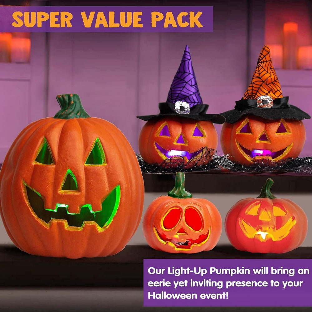 Mosrugs | Spooky Jack O’Lantern Set – Light-Up Battery Halloween Pumpkin Decor