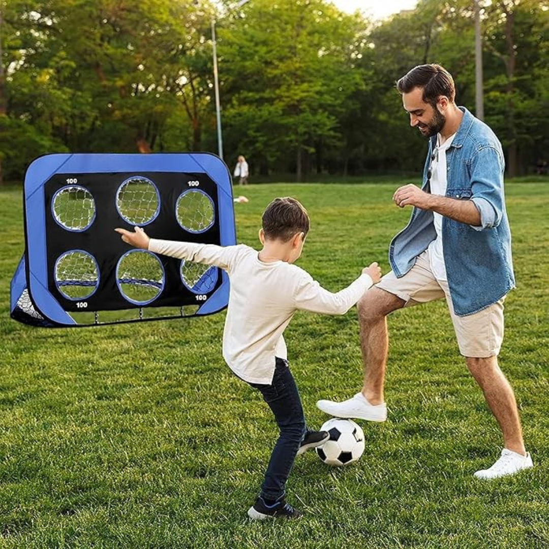 Mosrugs | PlayMax Foldable Football Goal – Kids 4-in-1 Portable Soccer Net for Training & Outdoor Play