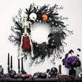 Mosrugs | Gothic Skeleton Pumpkin Halloween Wreath for Door – Spooky Decor with Faux Pumpkins and Eerie Accents