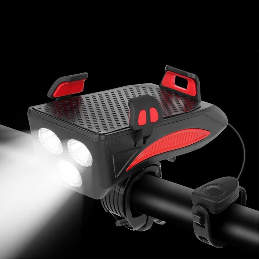 Mosrugs | RideLight 4-in-1 Bike Light | Power Bank, Phone Holder & Horn | 400 Lumens Waterproof Light