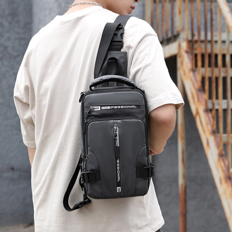 Mosrugs | Waterproof Oxford Crossbody Bag, Anti-Theft Sling Bag, USB Charging & Multi-Pocket Design