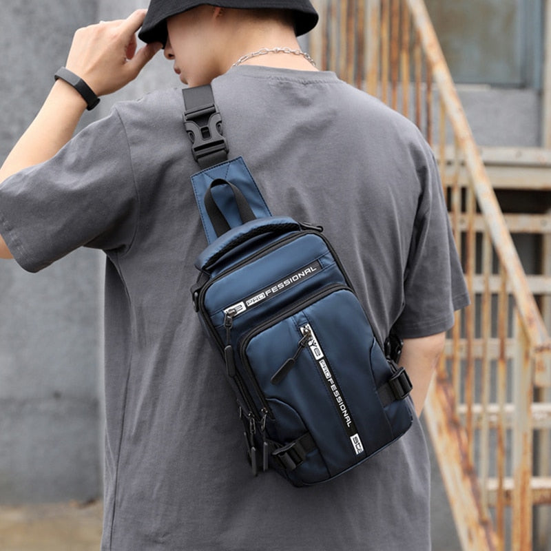 Mosrugs | Waterproof Oxford Crossbody Bag, Anti-Theft Sling Bag, USB Charging & Multi-Pocket Design