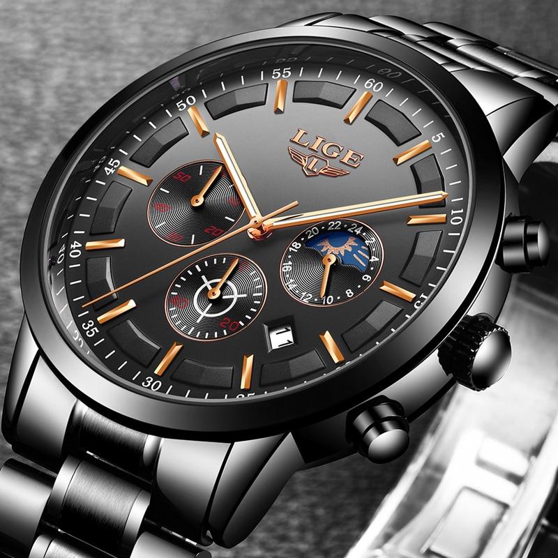 Mosrugs | Military Black Steel Watch – Elegant Stainless Steel Men’s Wristwatch with Waterproof Design