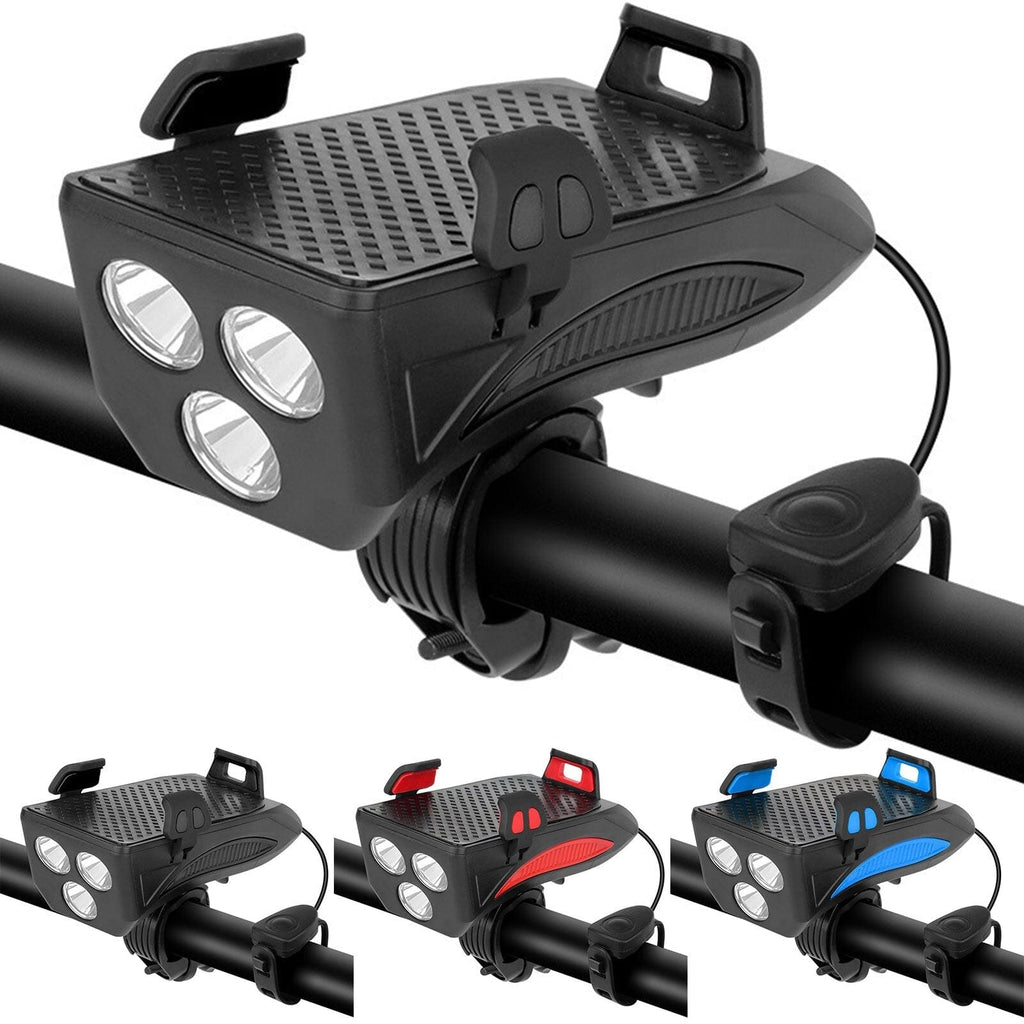 Mosrugs | RideLight 4-in-1 Bike Light | Power Bank, Phone Holder & Horn | 400 Lumens Waterproof Light