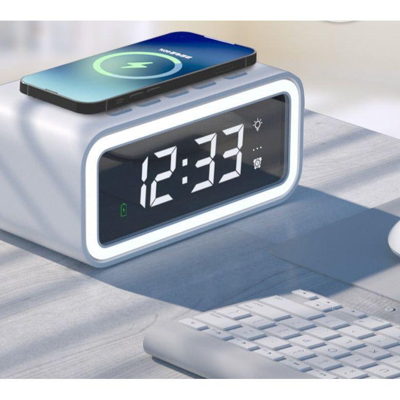 Mosrugs | MultiTime 2-in-1 Digital Alarm Clock with Wireless Qi Charging – LED Display & Snooze Function