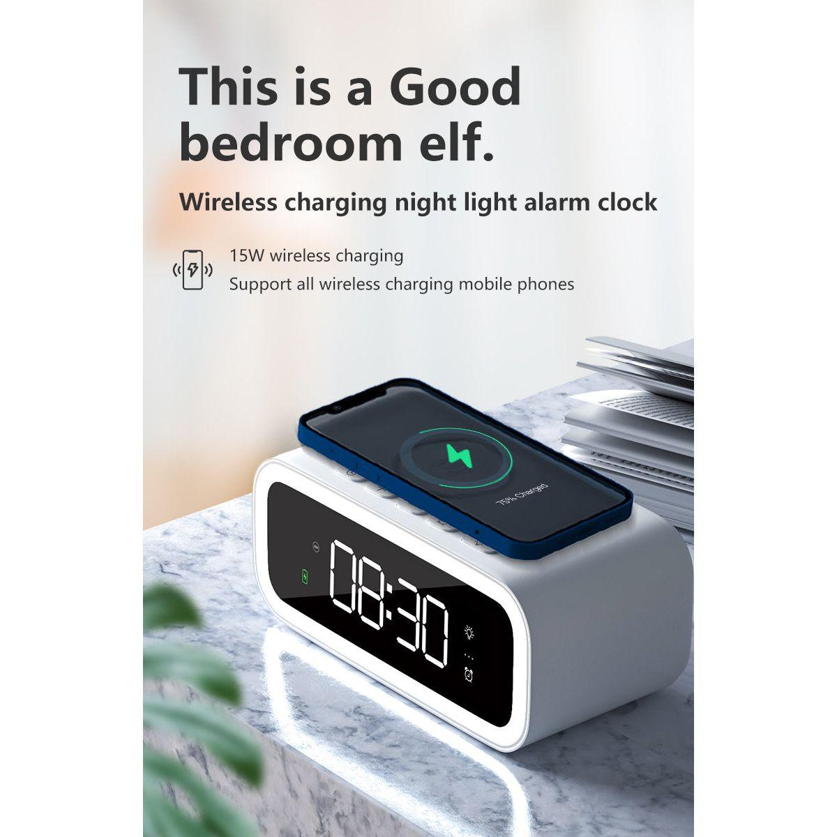 Mosrugs | 2-in-1 Alarm Clock with Wireless Charger – Digital LED Display | Qi-Compatible
