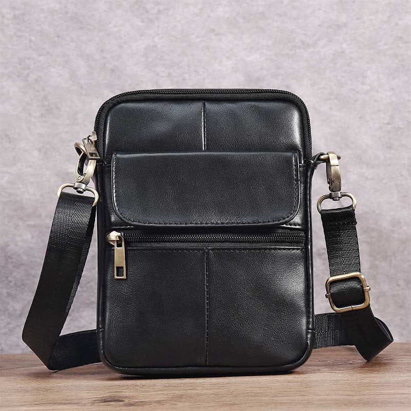 Mosrugs | Men’s Small Genuine Leather Shoulder Bag – Compact Crossbody with Adjustable Strap