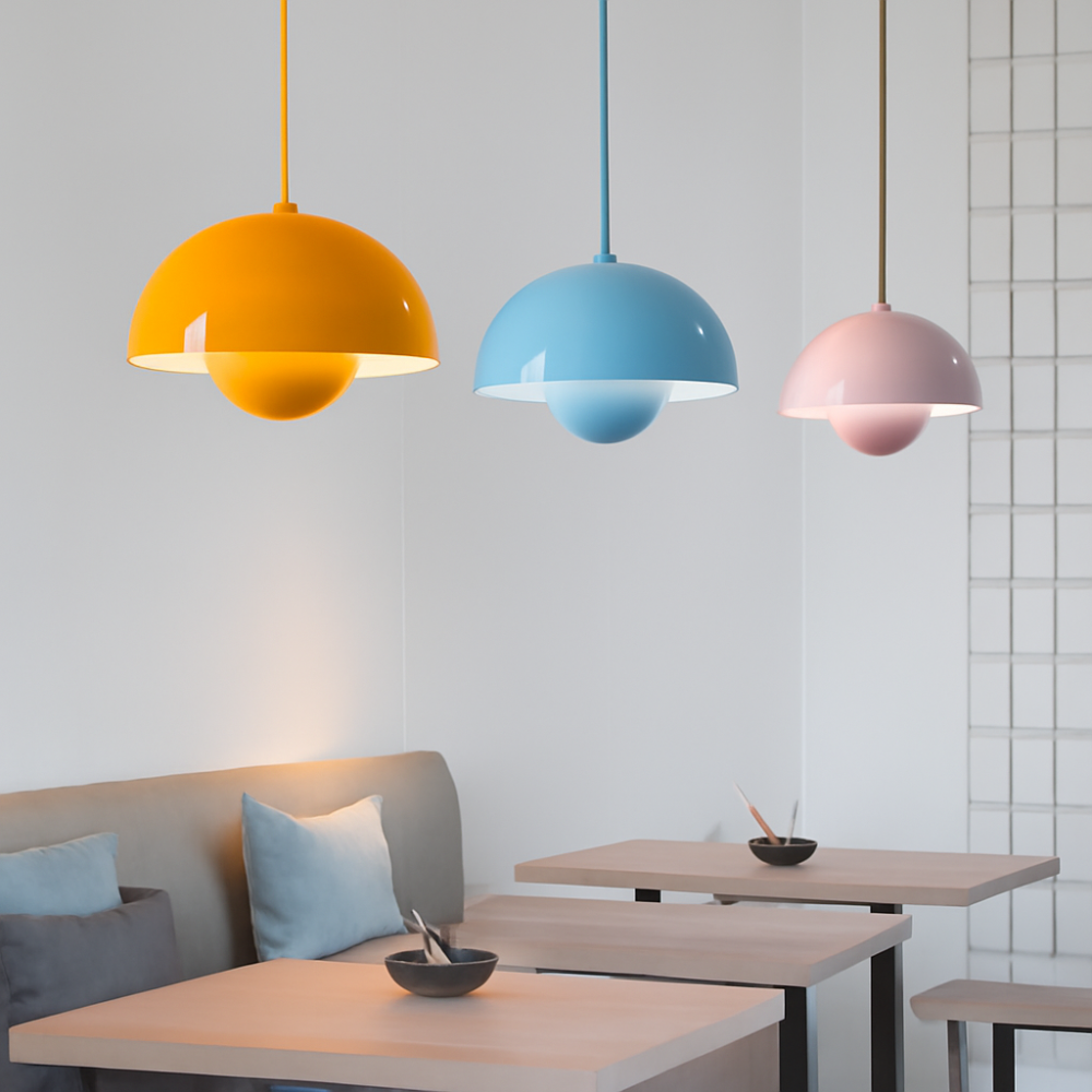 Mosrugs | Half-Circle Colourful Chandelier – Modern Scandinavian Ceiling Light for Dining, Living & Office