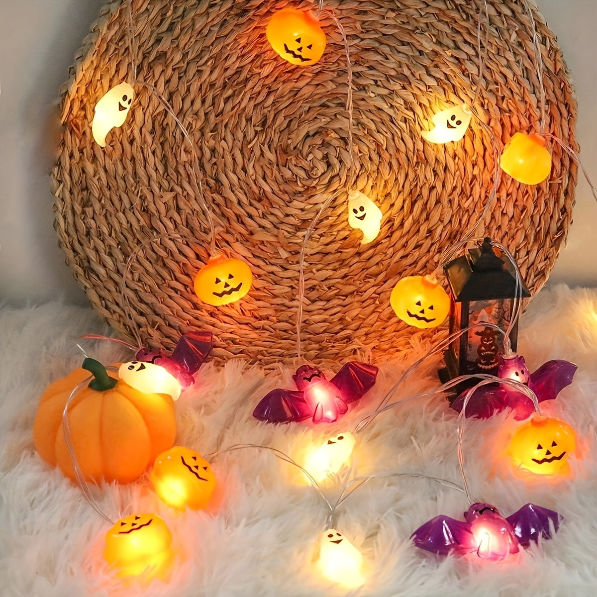 Mosrugs | Spooky Halloween String Lights – Battery-Powered Pumpkin Design