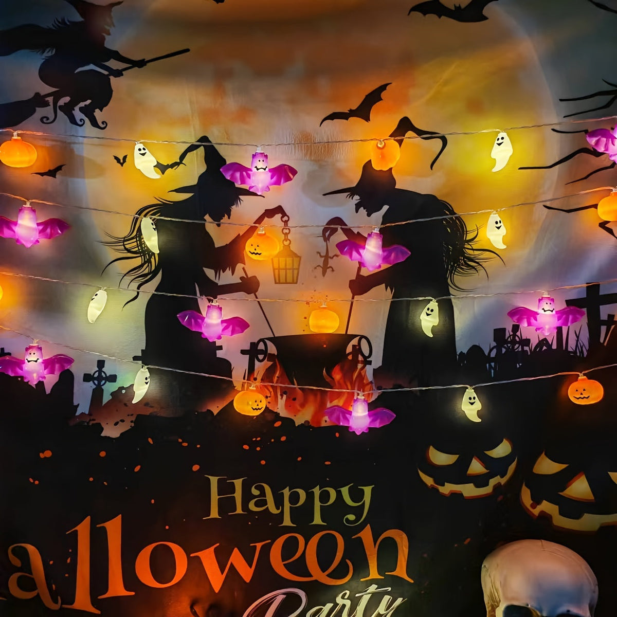 Mosrugs | Spooky Halloween String Lights – Battery-Powered Pumpkin Design