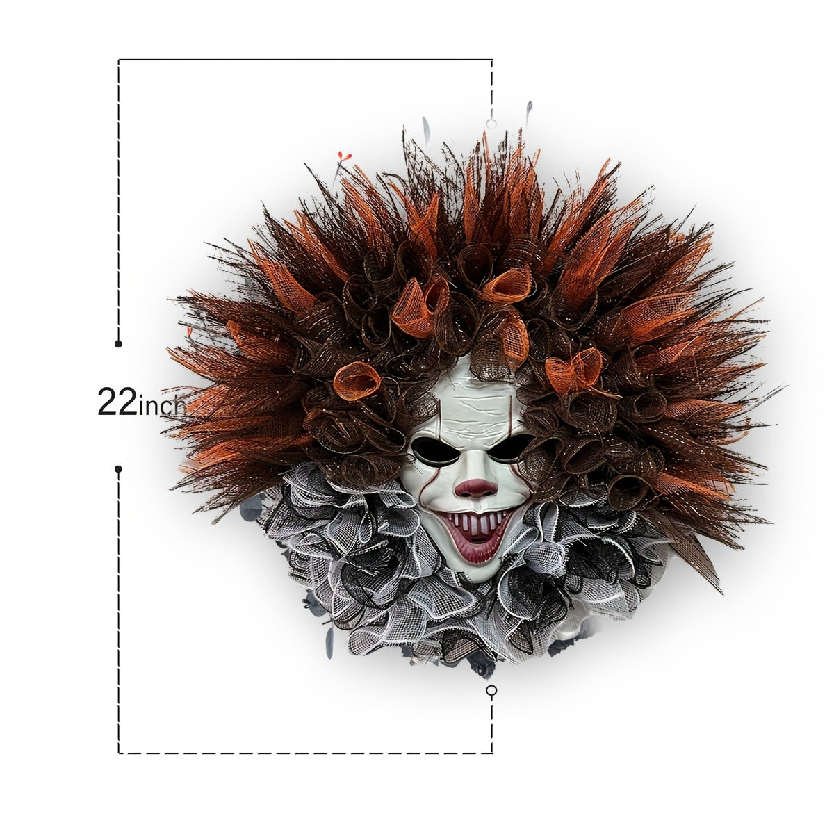 Mosrugs | Scary Clown Mesh Wreath – Creepy Halloween Front Door Decoration