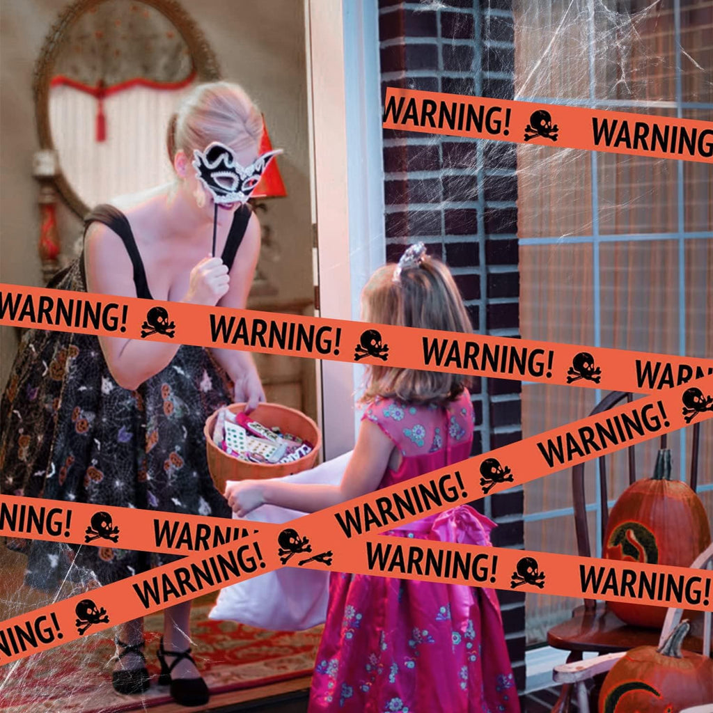 Mosrugs | Spooky Halloween Skull Banner – Plastic Warning Tape Decoration