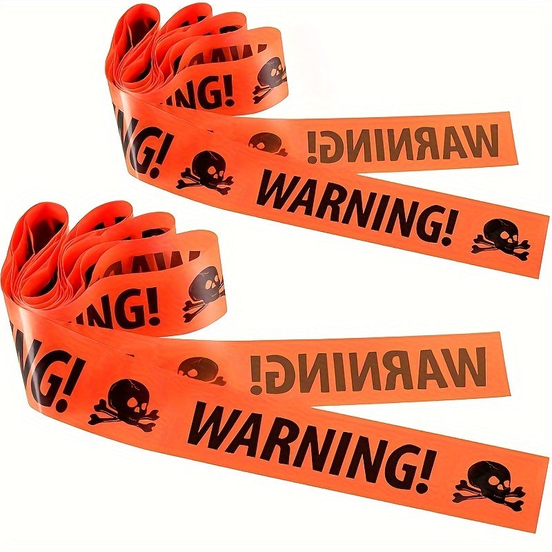 Mosrugs | Spooky Halloween Skull Banner – Plastic Warning Tape Decoration