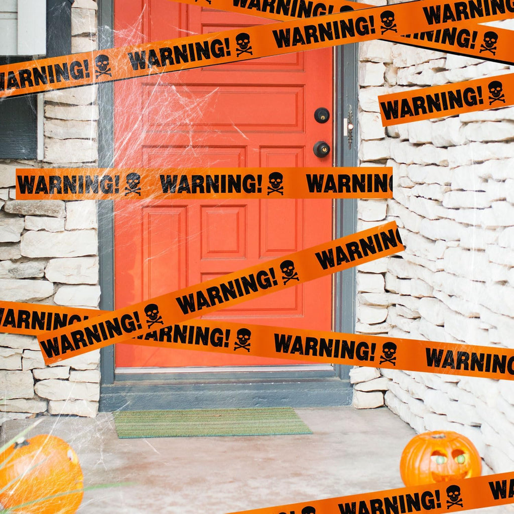Mosrugs | Spooky Halloween Skull Banner – Plastic Warning Tape Decoration