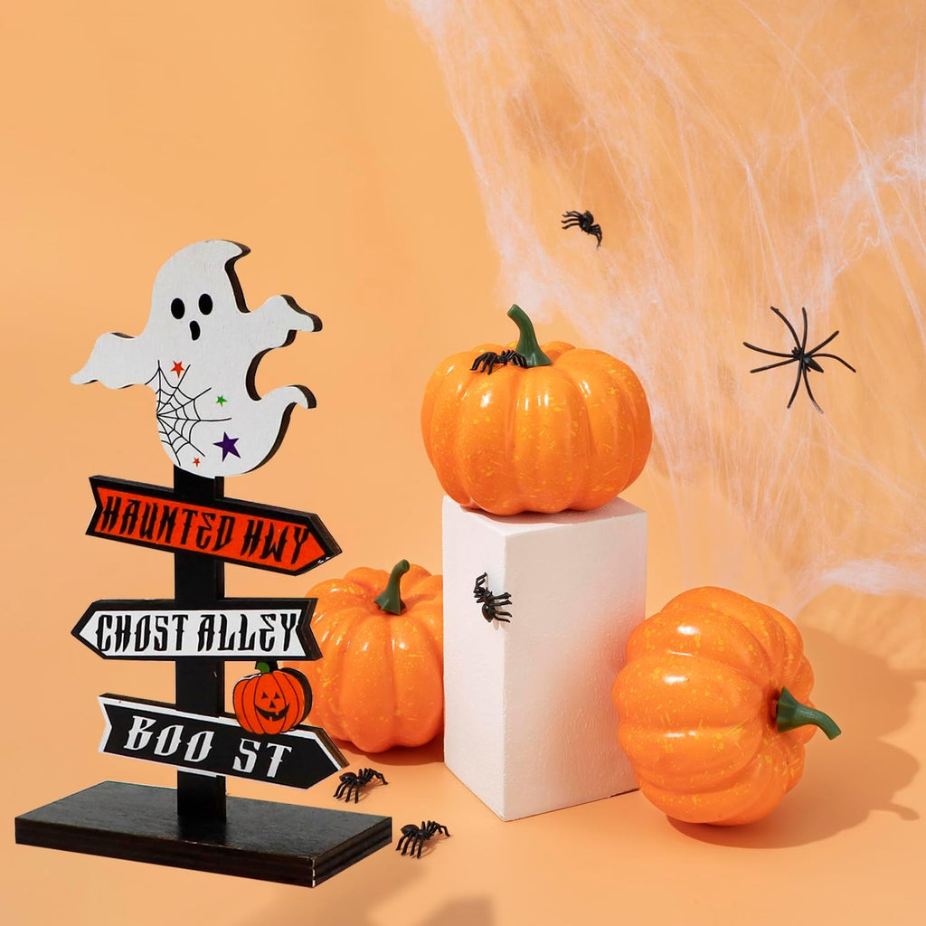 Mosrugs | Halloween Wooden Pumpkin – Decorative Tabletop Ornament for Home