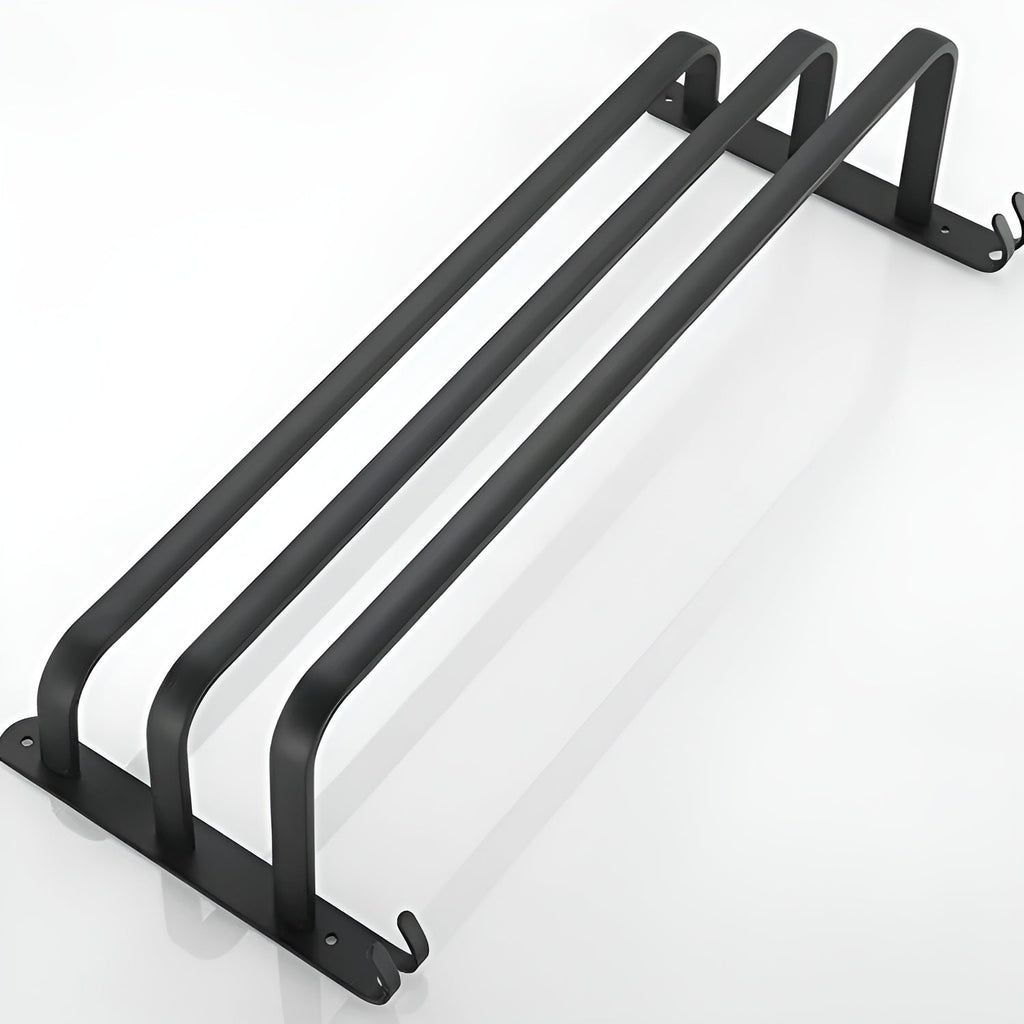 Mosrugs | HangEase 3-Layer Towel Holder – Black Wall-Mounted Aluminium Rack Without Drilling