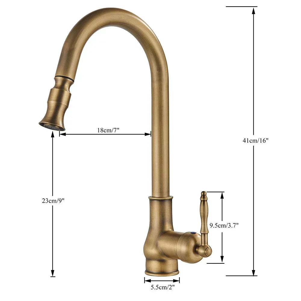 Mosrugs | VintageTap Antique Brass Kitchen Tap – Retro Style Mixer Faucet with Swivel Spout