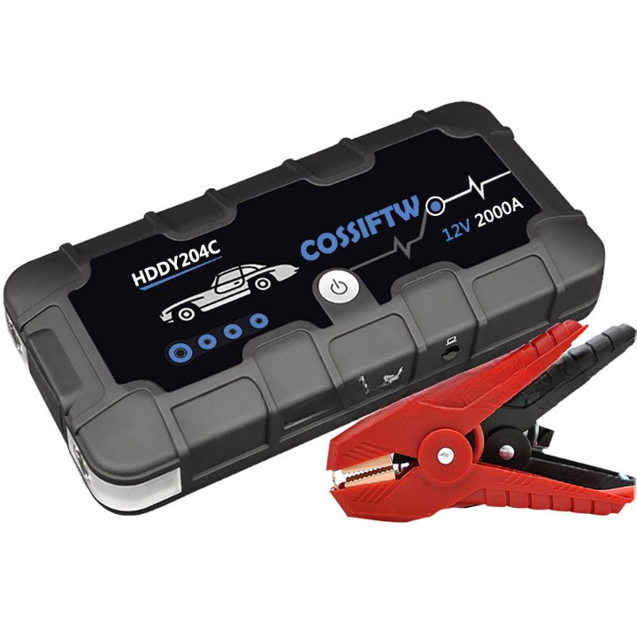 Mosrugs | 2000A UltraSafe 12V Car Jump Starter – Portable Battery Booster Pack with USB Charger & LED Flashlight – Up to 6.0L Petrol / 3.0L Diesel Engines
