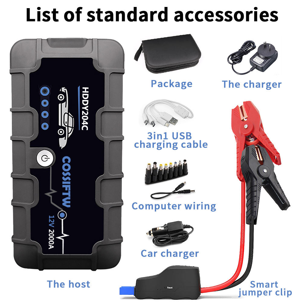 Mosrugs | 2000A UltraSafe 12V Car Jump Starter – Portable Battery Booster Pack with USB Charger & LED Flashlight – Up to 6.0L Petrol / 3.0L Diesel Engines