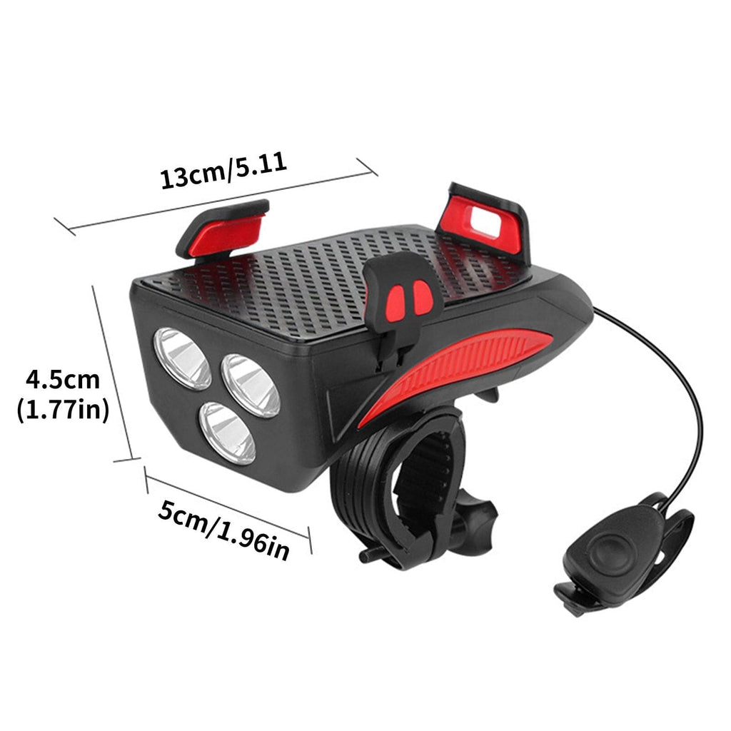 Mosrugs | RideLight 4-in-1 Bike Light | Power Bank, Phone Holder & Horn | 400 Lumens Waterproof Light