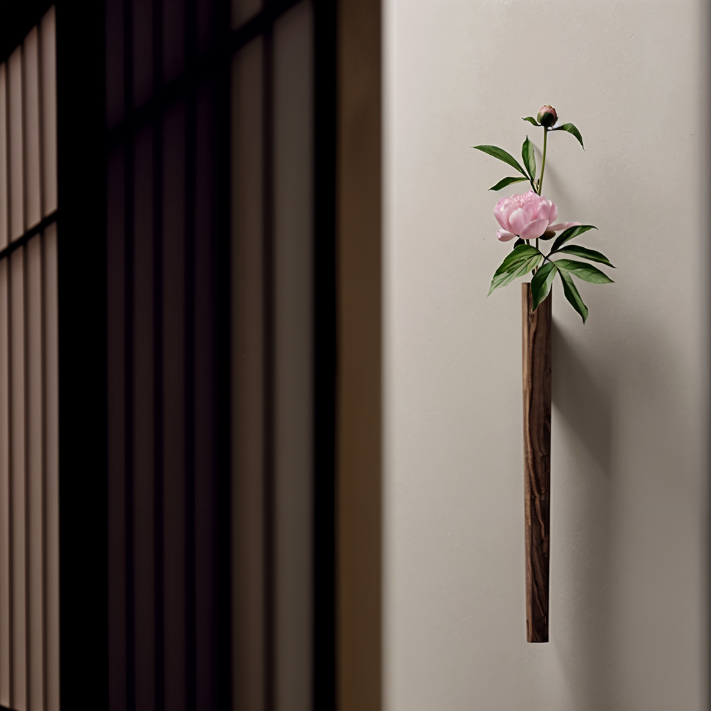 Mosrugs | FreshFloret Wall-Mounted Wooden Vase – Solid Beech & Walnut Flower Display