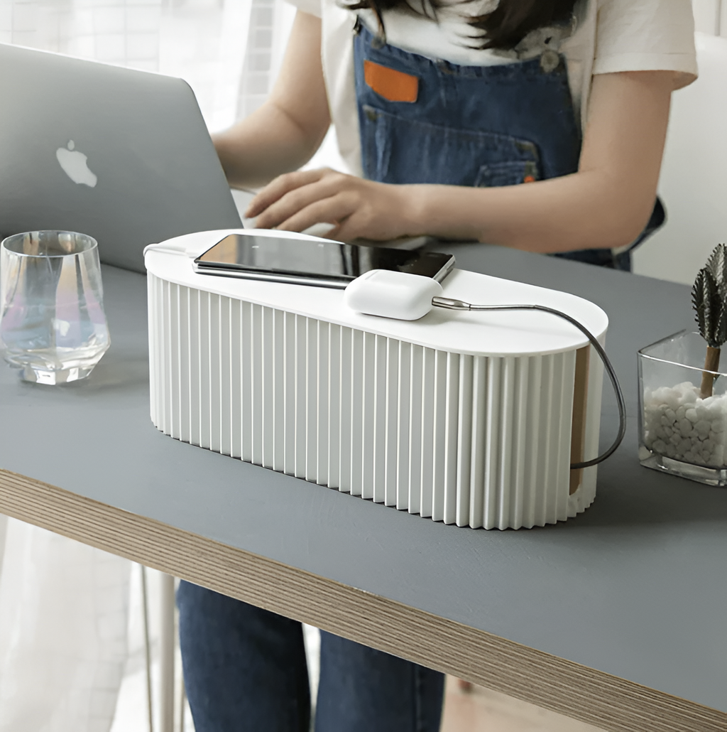 Mosrugs | Elegant Cable Organiser Box – Minimalist Cable Storage in Soft Macaron Colours
