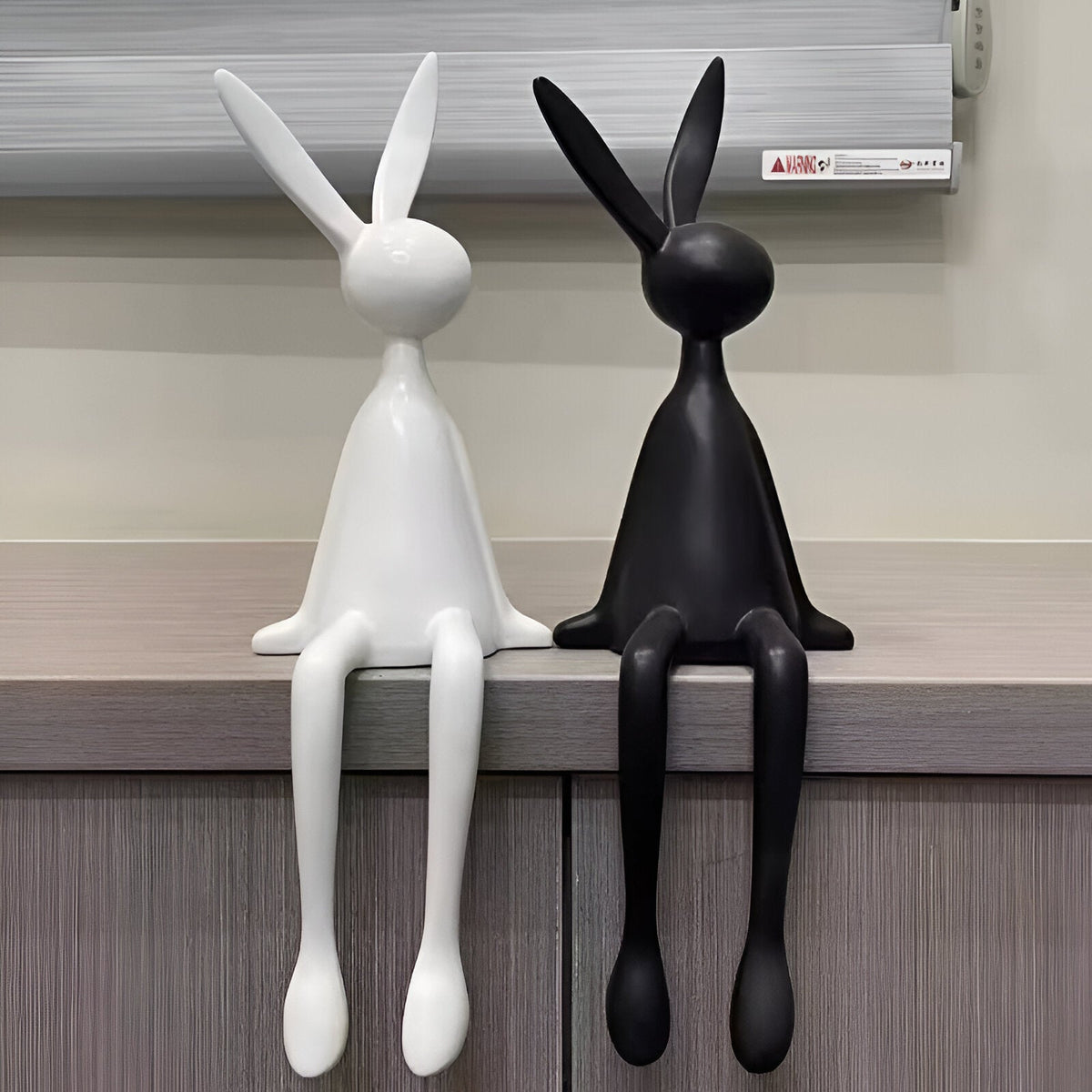 Mosrugs | ResinLux | Modern Resin Easter Bunny – Black, White, or Blue Sitting Rabbit Decoration
