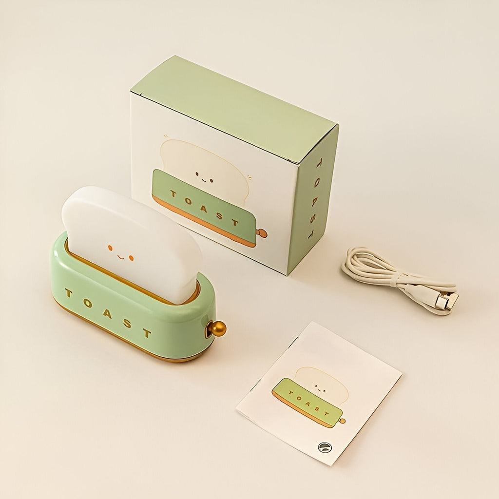 Mosrugs | TinyToast Table Lamp – Portable Toaster-Shaped Night Light with Dimmable LED & USB Port