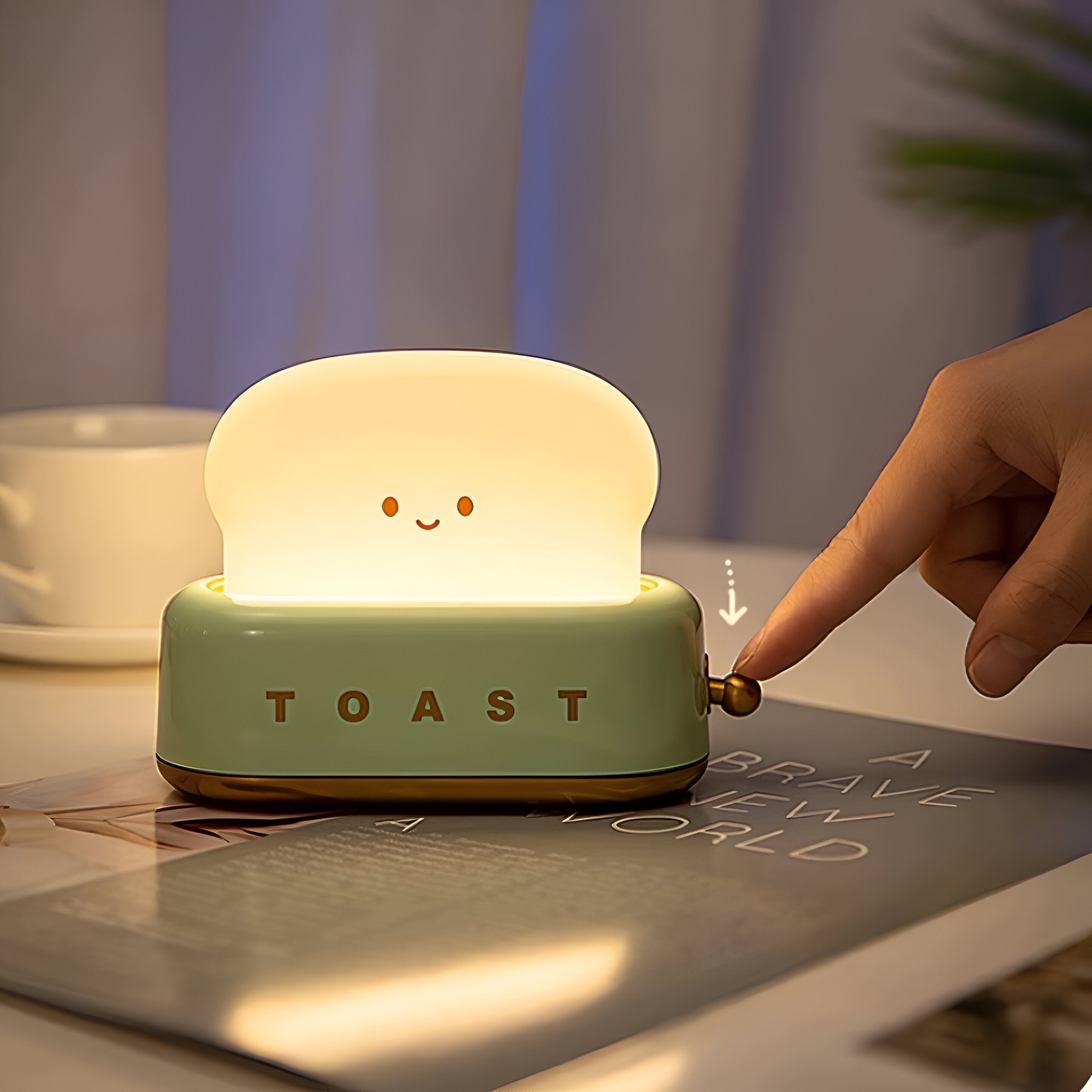 Mosrugs | TinyToast Table Lamp – Portable Toaster-Shaped Night Light with Dimmable LED & USB Port