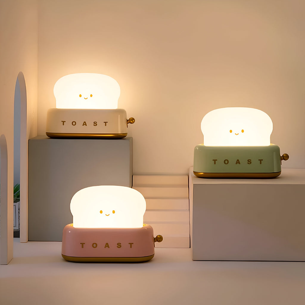 Mosrugs | TinyToast Table Lamp – Portable Toaster-Shaped Night Light with Dimmable LED & USB Port