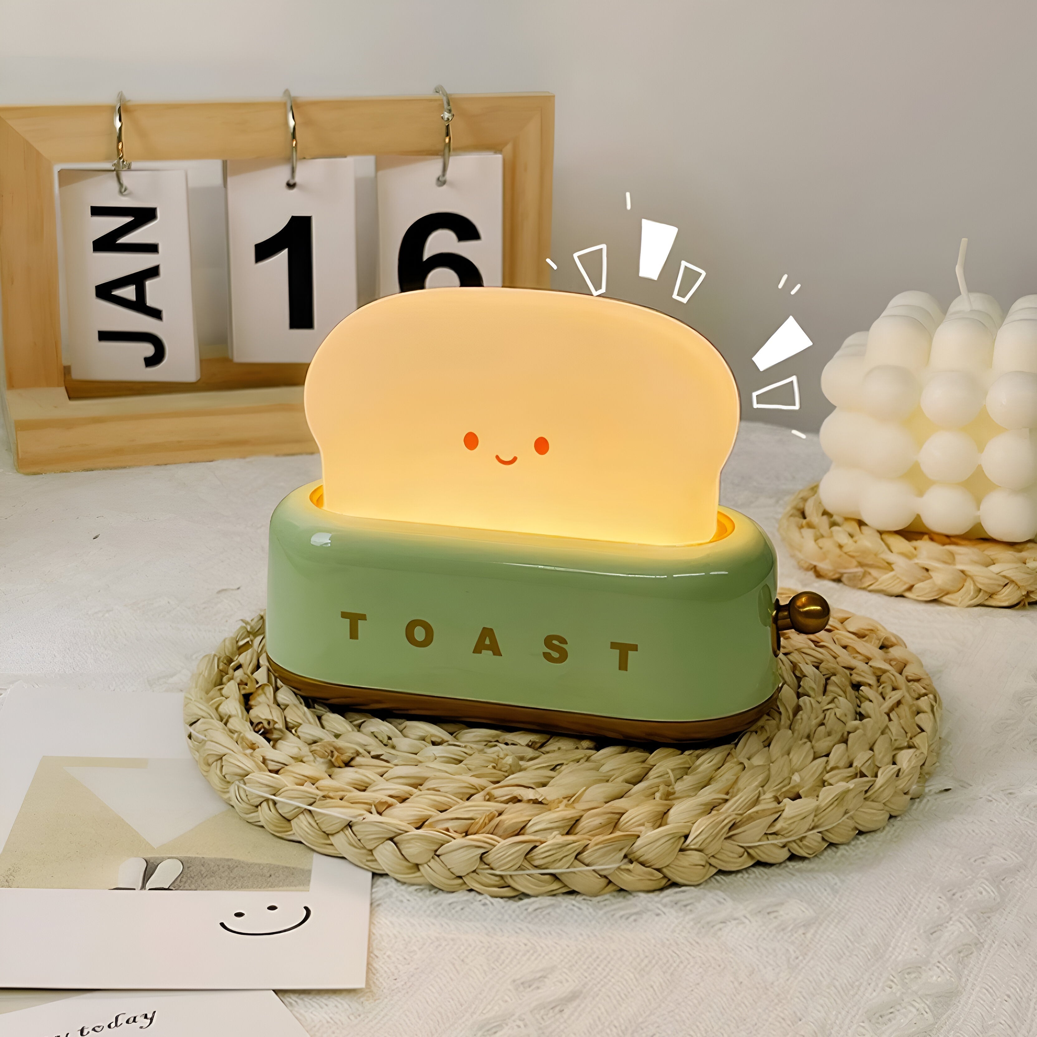 Mosrugs | TinyToast Table Lamp – Portable Toaster-Shaped Night Light with Dimmable LED & USB Port