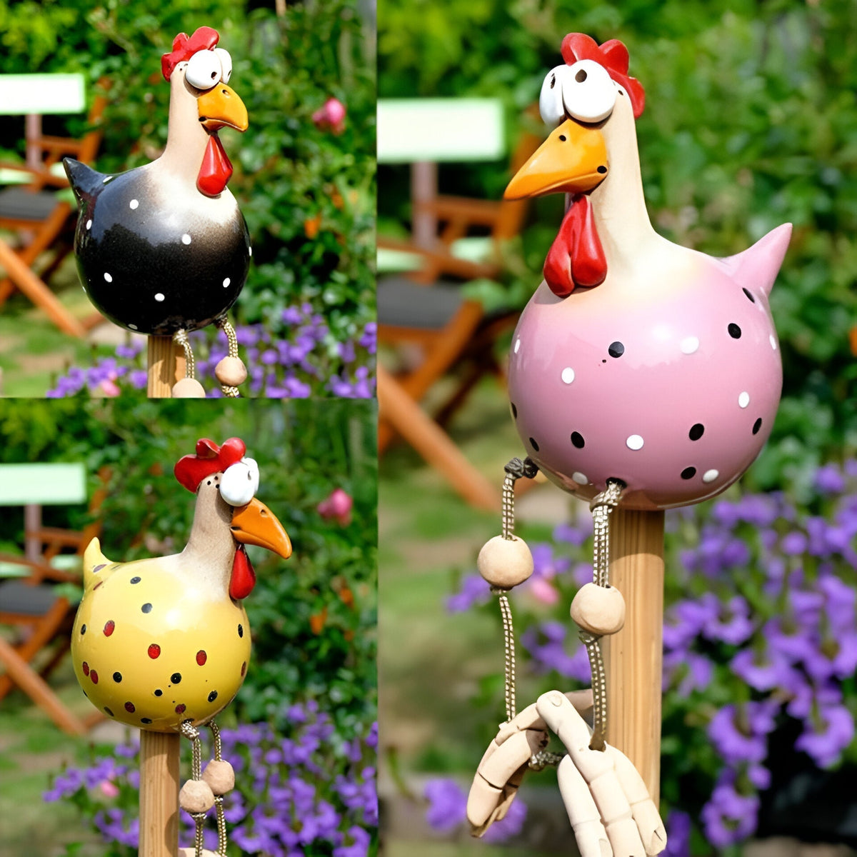 Mosrugs | Whimsy Big-Eyed Rooster Garden Statue – Weatherproof Resin Chicken Ornament