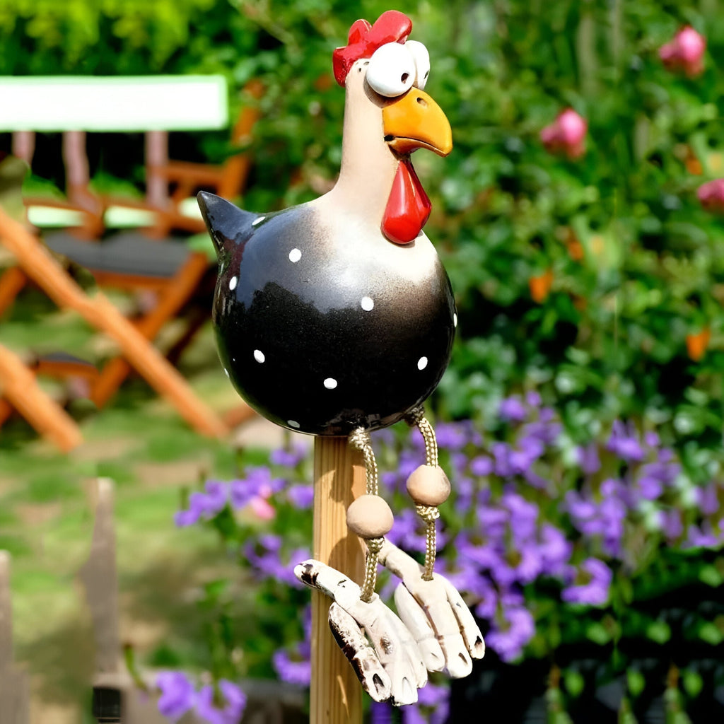 Mosrugs | Whimsy Big-Eyed Rooster Garden Statue – Weatherproof Resin Chicken Ornament