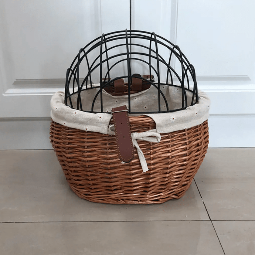 Mosrugs | PawRide | Front-Mounted Wicker Dog Bike Basket – Safe, Stylish & Weatherproof