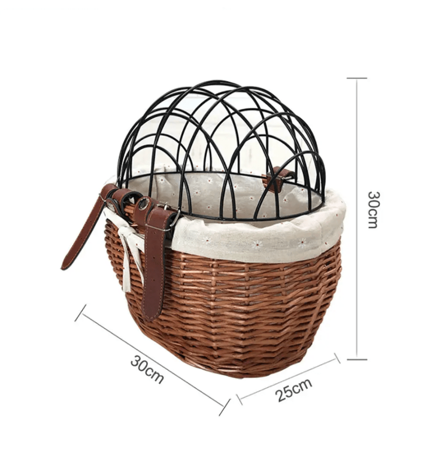 Mosrugs | PawRide | Front-Mounted Wicker Dog Bike Basket – Safe, Stylish & Weatherproof