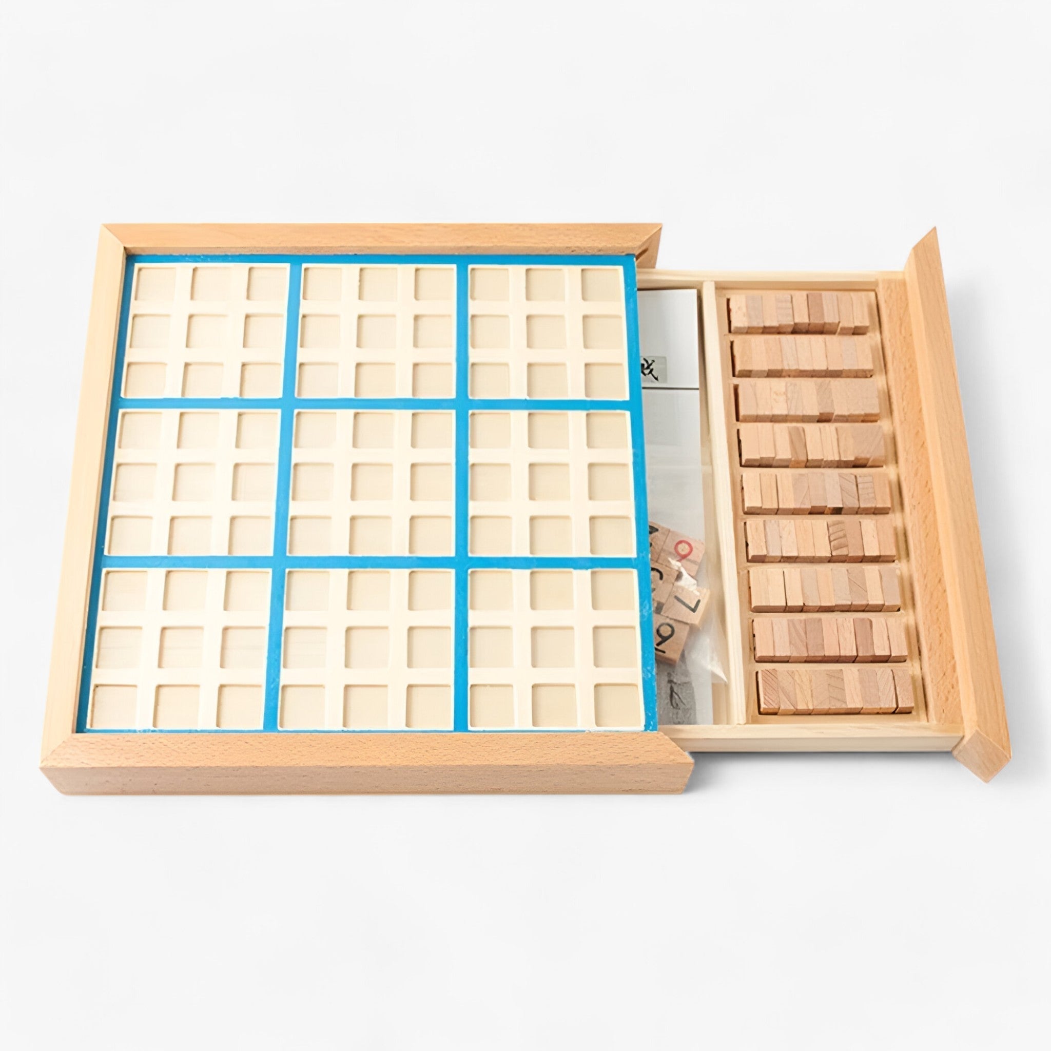 Mosrugs | Daan | Wooden Sudoku Board Game with Drawer – Classic Brain Teaser for All Ages