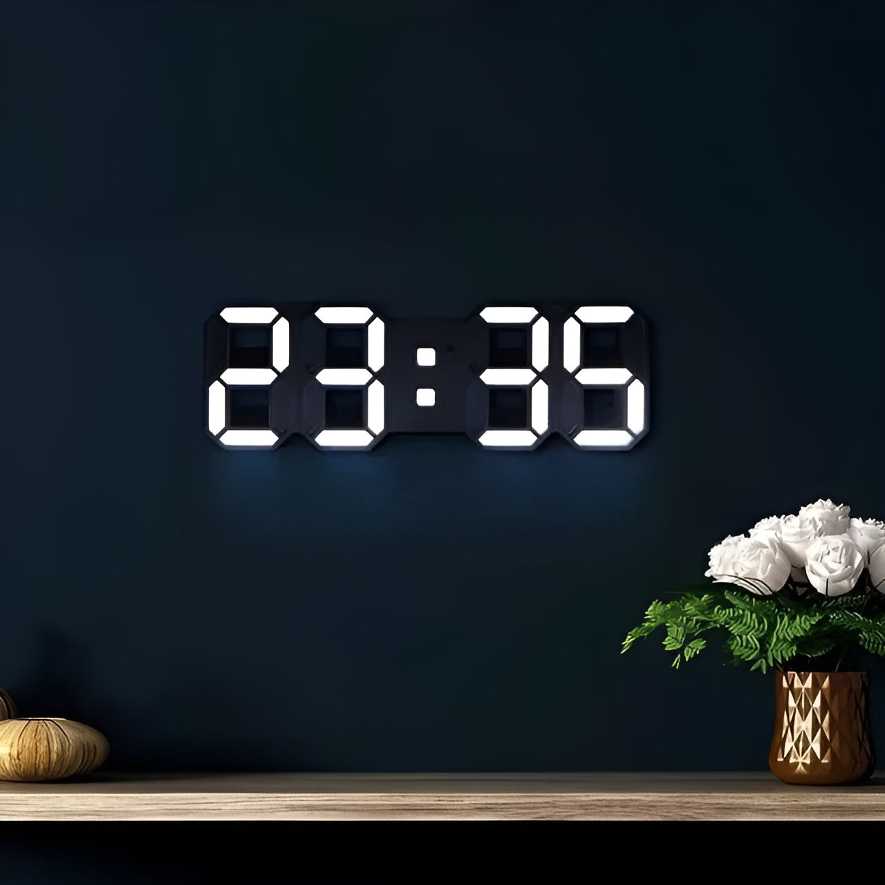 Mosrugs | PixelTime Clock – Modern 3D LED Digital Wall Clock with Temperature, Date & Alarm